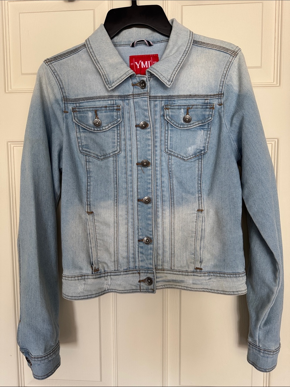 YMI Light Wash Denim Jean Jacket in Pale Blue
